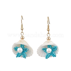 Shell Shape 304 Stainless Steel Dangle Earrings&nbsp;EJEW-MZ00376