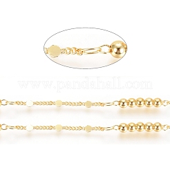 3.28 Feet Brass Handmade Beaded Chains&nbsp;X-CHC-G006-07G