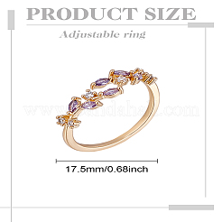1Pc Brass Micro Pave Cubic Zirconia Cuff Rings for Women&nbsp;RJEW-LP0002-23G