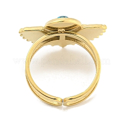 Ion Plating(IP) 304 Stainless Steel Synthetic Turquoise Cuff Rings&nbsp;G-Z056-02G-05
