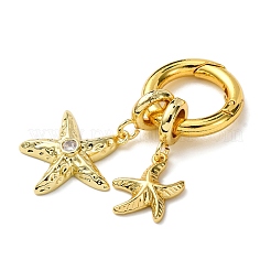 Brass Pave Clear Cubic Zirconia Sea Animals Pendant Decorations&nbsp;KK-C119-10B-G