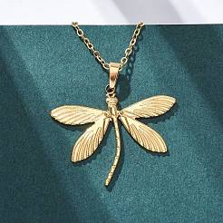 Dragonfly 304 Stainless Steel Pendant Necklaces&nbsp;NJEW-H059-05G