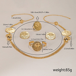 Exquisite Zinc Alloy Flat Round Cuff Bangle & Earrings & Multilayer Tassel Necklaces & Rings Set for Women&nbsp;OM1652