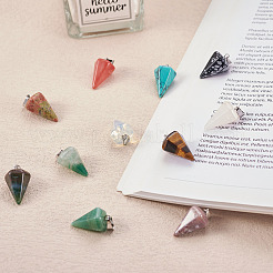 20Pcs 10 Styles Natural & Synthetic Mixed Gemstone Pendants&nbsp;G-FW0001-36
