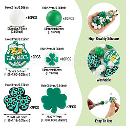36Pcs 6 Styles Saint Patrick's Day Theme Silicone Beads&nbsp;SIL-TA0003-48