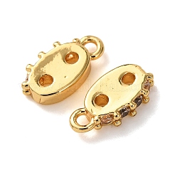Brass Micro Pave Clear Cubic Zirconia 2-Hole Spacer Bars&nbsp;KK-K422-20G