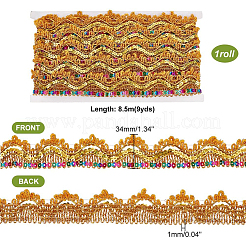 Metallic Polyester Lace Ribbon&nbsp;OCOR-WH0077-66B