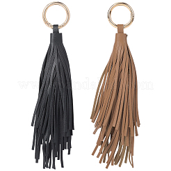2Pcs 2 Colors PU Leather Tassel Pendan Keychains&nbsp;FIND-CL0001-88A