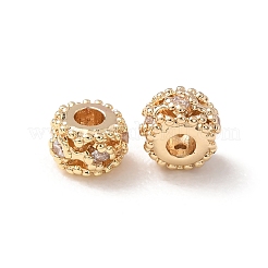 Brass Micro Pave Clear Cubic Zirconia Spacer Beads&nbsp;KK-F942-09G