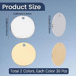 60Pcs 2 Colors Stainless Steel Pendants&nbsp;STAS-CY0001-11