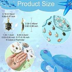 12Pcs 6 Colors Alloy Enamel Pendants&nbsp;FIND-YW0004-60