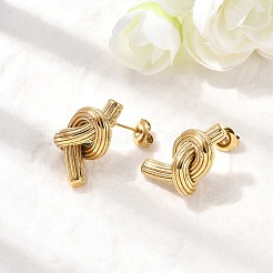 304 Stainless Steel Knot Stud Earrings&nbsp;EJEW-K268-45G