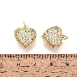 Brass Micro Pave Cubic Zirconia Heart Charms&nbsp;KK-N287-35G