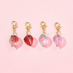 4Pcs 2 Styles Handmade Lampwork Strawberry Pendant Decorations&nbsp;HJEW-FS00041-01