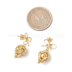 Brass Diamond Dangle Stud Earrings&nbsp;EJEW-MZ00465-01