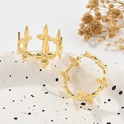 Flower Brass Cuff Rings for Women&nbsp;RJEW-B119-07G