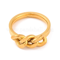 Ion Plating(IP) 304 Stainless Steel Curb Chain Finger Rings for Women&nbsp;RJEW-S414-31B-G