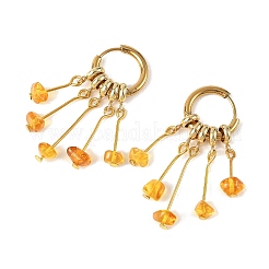Natural Amber Hoop Earrings&nbsp;EJEW-JE07426