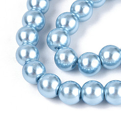Baking Paint Pearlized Glass Pearl Round Bead Strands&nbsp;X-HY-Q330-8mm-24