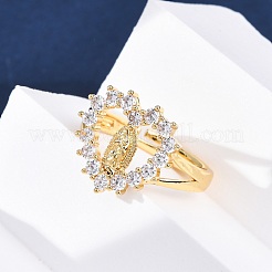 Brass Micro Pave Clear Cubic Zirconia Rings for Women&nbsp;RJEW-U047-11G