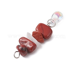 7Pcs Natural Quartz Crystal & Amethyst & Red Aventurine & Red Jasper & Red Agate & Green Aventurine & Lapis Lazuli & Synthetic Turquoise Chip Beaded Pendants&nbsp;PALLOY-JF03199