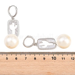 Brass Micro Pave Cubic Zirconia Dangle Hoop Earrings&nbsp;EJEW-G471-55P
