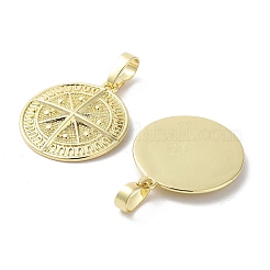 Rack Plating Flat Round Brass Pendants&nbsp;KK-E102-23G
