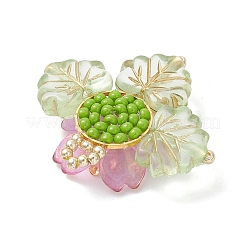 Brass Glass Seed Beaded Flower Pendants&nbsp;PALLOY-MZ01118