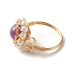 Natural Amethyst Finger Ring for Girl Women&nbsp;RJEW-TA00012-5