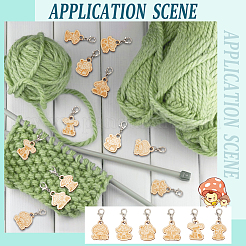 Wood Mushroom House Pendant Locking Stitch Markers&nbsp;HJEW-NB00121