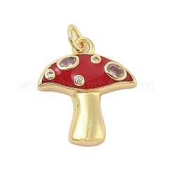 Mushroom Rack Plating Brass Micro Pave Cubic Zirconia Pendants&nbsp;KK-Z074-15G