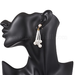 Round Shell Pearl & Glass Seed Beads Dangle Stud Earrings&nbsp;EJEW-TA00768