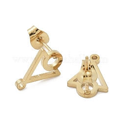 Triangle & Ring Ion Plating(IP) 304 Stainless Steel Stud Earring Findings&nbsp;STAS-I206-103G