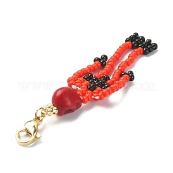 Dyed Synthetic Turquoise & Glass Seed Beaded Pendant Decorations&nbsp;HJEW-MZ00019