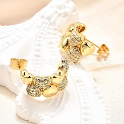 Brass Micro Pave Clear Cubic Zirconia Stud Earrings for Women&nbsp;EJEW-U056-02A-G