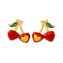 Cherry Brass Stud Earrings&nbsp;EJEW-H158-03G