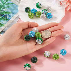 20Pcs 5 Colors Polymer Clay Pave Rhinestone Beads&nbsp;CLAY-TA0001-33