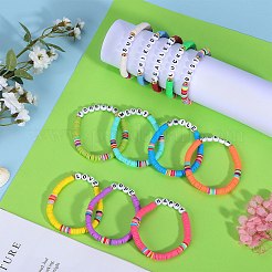12Pcs 12 Style Polymer Clay Disc Heishi Surfer Stretch Bracelets Set&nbsp;BJEW-SW00117