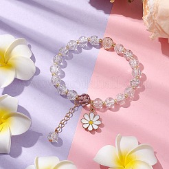 8mm Round Spray Painted Crackle Glass Beaded Stretch Bracelets&nbsp;BJEW-JB10534-01