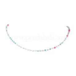 Handmade Faceted Rondelle Glass Beaded Necklaces with 304 Stainless Steel Chian for Women&nbsp;NJEW-JN05910