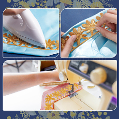 Ethnic Style Polyester Metallic Thread Embroidery Floral Trimming&nbsp;SRIB-WH0011-137A