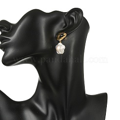 Brass Natural Keshi Pearl Stud Dangle Earrings&nbsp;EJEW-JE07093