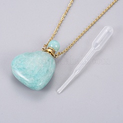 Natural Amazonite Openable Perfume Bottle Pendant Necklaces&nbsp;G-K295-A04-G