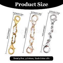 3Pcs 3 Colors PU Leather Alloy Crub Chain Purse Strap Extenders for Purse Making&nbsp;PURS-CL0001-11B