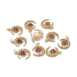 Brass Micro Pave Clear Cubic Zirconia Glass Pendants&nbsp;ZIRC-C024-06G-01