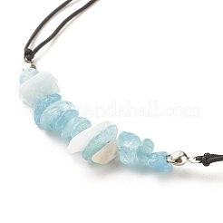 Natural Aquamarine Chips Braided Bead Bracelet&nbsp;BJEW-JB08019-10