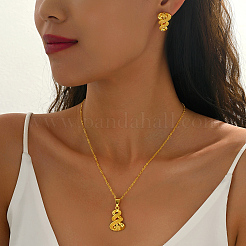 Brass Flower Pendant Necklace & Stud Earrings Sets for Women&nbsp;OU6327