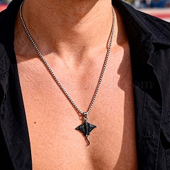 Ocean Alloy Stingray Pendant Necklaces for Men&nbsp;WG70F57-01