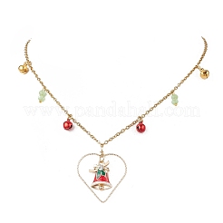 Christmas Bell Alloy Enamel Pendant Necklace & Dangle Earrings Sets&nbsp;SJEW-JS01344