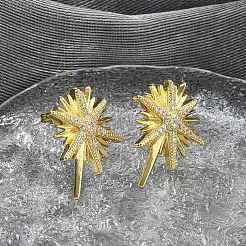 Brass Micro Pave Clear Cubic Zirconia Stud Earrings&nbsp;KK-B124-13G